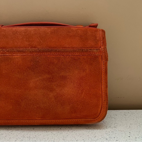 Tory Burch Orange Suede Gold Hardware Top Handle Crossbody Bag Purse - Picture 7 of 16